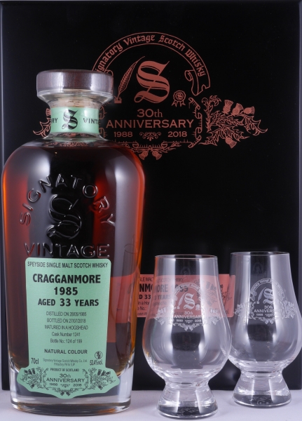 Cragganmore 1985 33 Years Hogshead Cask No. 1241 Signatory 30th Anniversary Speyside Single Malt Scotch Whisky 53.4%