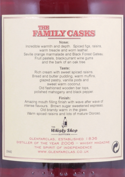 Glenfarclas 1971 40 Years The Family Casks Special Release First Fill Sherry Cask No. 152 Highland Single Malt Scotch Whisky 56,1%