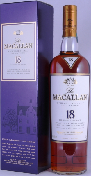 Macallan 1995 18 Years Sherry Oak Highland Single Malt Scotch Whisky 750ml Remy Cointreau NY 43.0%