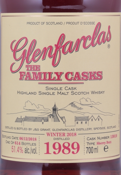 Glenfarclas 1989 28 Years The Family Casks First Fill Sherry Butt Cask No. 13010 Highland Single Malt Scotch Whisky 51,4%