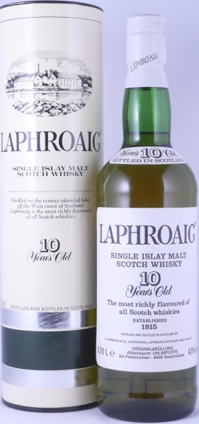 Laphroaig 10 Years Bourbon Casks Vintage 1980s Pre Warrant Islay Single Malt Scotch Whisky German Import 43,0%