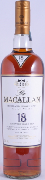 Macallan 18 Years Sherry Oak Annual 2017 Release Highland Single Malt Scotch Whisky Edrington Americas NY 43,0%