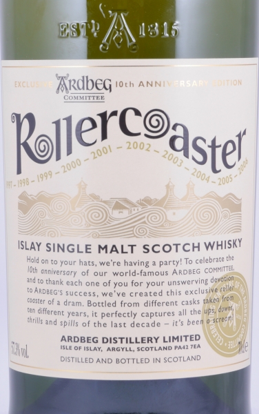 Ardbeg Rollercoaster Tenth Anniversary Committee Bottling Islay Single Malt Scotch Whisky Cask Strength 57,3%