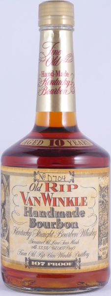 Old Rip Van Winkle 10 Years Bottle No. D704 Dumpy Bottle Handmade Kentucky Straight Bourbon Whiskey 53,5%