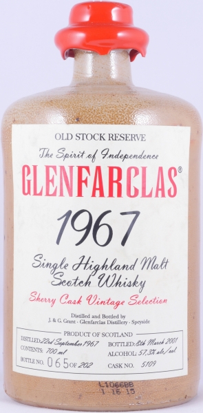 Glenfarclas 1967 33 Years Sherry Cask No. 5109 Old Stock Reserve Vintage Selection Highland Single Malt Scotch Whisky 57,3%