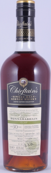 Bunnahabhain 1979 30 Years European Oak Sherry Butt Cask No. 9622 Chieftains Choice Islay Single Malt Scotch Whisky 45,5%