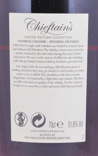 The Cigar Malt 1993 20 Years Oloroso Sherry Butt Cask No. 3590 Chieftains Choice Speyside Single Malt Scotch Whisky 51.8%