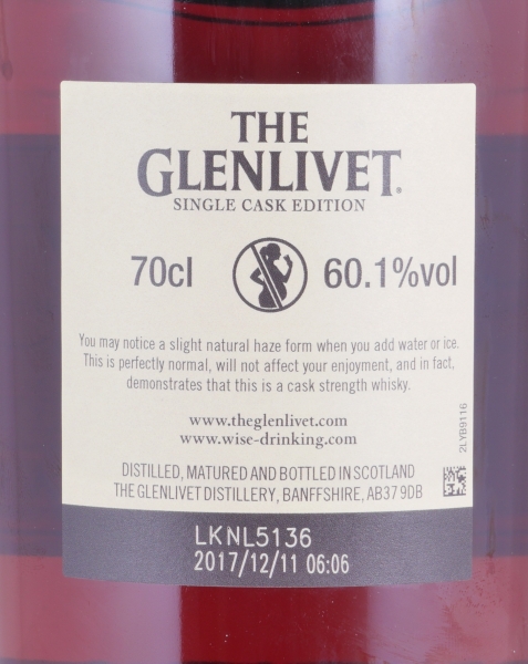 Glenlivet 2003 14 Years Sherry Butt Cask No. 4518 Limited Single Cask Edition Speyside Single Malt Scotch Whisky 60.1%