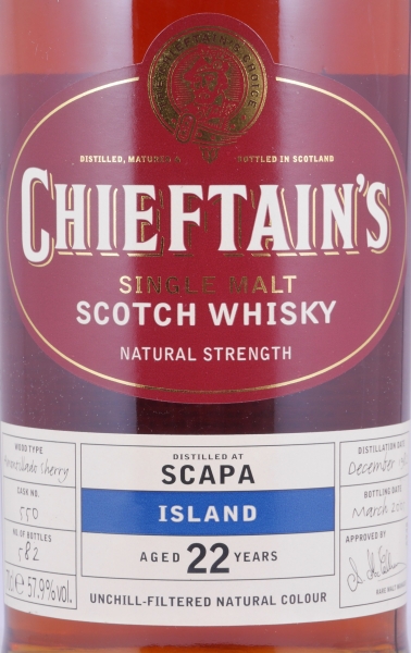 Scapa 1982 22 Years Amontillado Sherry Cask No. 550 Ian McLeod Chieftains Choice Orkney Islands Single Malt Scotch Whisky 57.9%