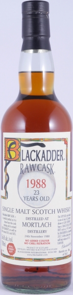 Mortlach 1988 23 Years Refill Sherry Butt Cask No. 4741 Blackadder Raw Cask Speyside Single Malt Scotch Whisky 56.6%