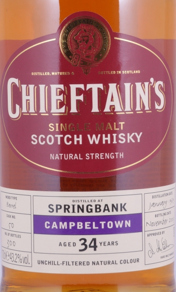 Springbank 1969 34 Years Barrel Cask No. 50 Ian McLeod Chieftains Choice Campbeltown Single Malt Scotch Whisky 43,2%