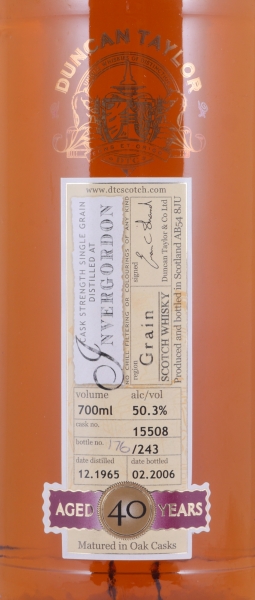 Invergordon 1965 40 Years Oak Cask No. 15508 Duncan Taylor Cask Strength Rare Auld Highland Single Grain Scotch Whisky 50,3%