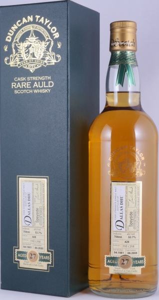 Dallas Dhu 1981 27 Years Oak Cask No. 428 Duncan Taylor Cask Strength Rare Auld Edition Speyside Single Malt Scotch Whisky 53,7%