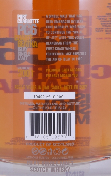 Bruichladdich 2001 6 Years Port Charlotte PC 6 Cuairt-Beatha Islay Single Malt Scotch Whisky 61.6%