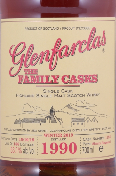 Glenfarclas 1990 29 Years The Family Casks Sherry Hogshead Cask No. 1188 Highland Single Malt Scotch Whisky 53,1%