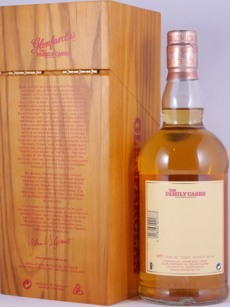 Glenfarclas 1977 41 Years The Family Casks 1st Fill Sherry Hogshead Cask No. 7293 Highland Single Malt Scotch Whisky 43.6%