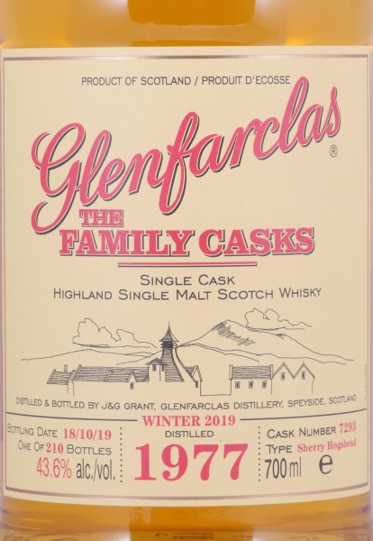 Glenfarclas 1977 41 Years The Family Casks 1st Fill Sherry Hogshead Cask No. 7293 Highland Single Malt Scotch Whisky 43.6%