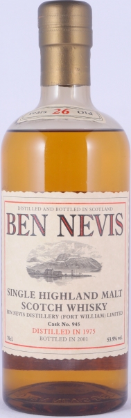 Ben Nevis 1975 26 Years Bourbon Cask No. 945 Highland Single Malt Scotch Whisky Cask Strength 53.9%