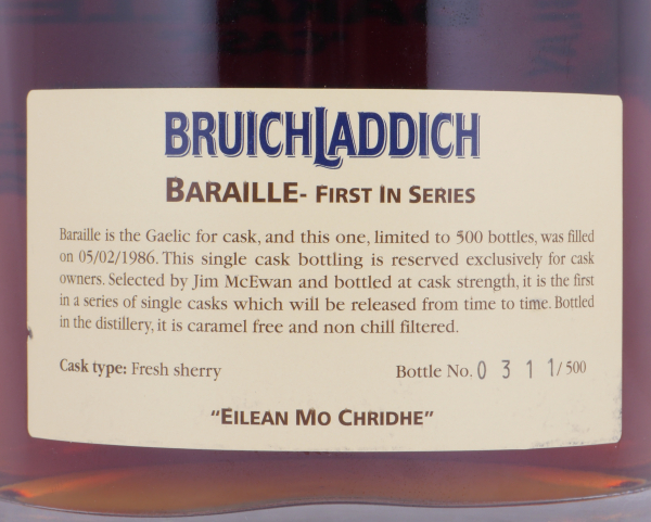 Bruichladdich 1986 17 Years Baraille Eilean Mo Chridhe Fresh Sherry Cask No. 1 Islay Single Malt Scotch Whisky Cask Strength 54,4%