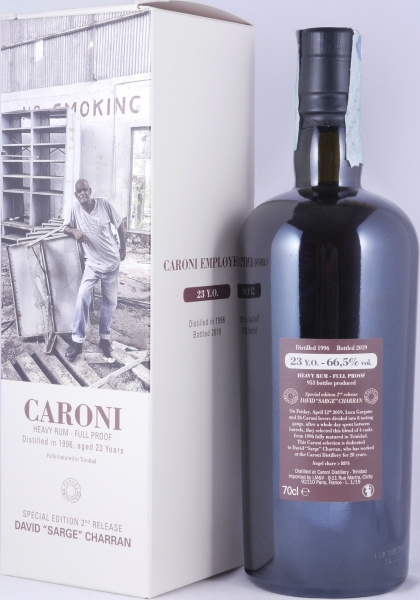 Velier Caroni 1996 23 Years Employees Special Edition 2nd Release David “Sarge” Charran Full Proof Heavy Trinidad Rum 66.5%