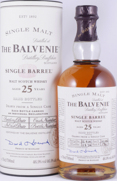 Balvenie 1974 25 Years Single Barrel Oak Cask No. 10142 Highland Single Malt Scotch Whisky 46,9%