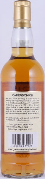 Caperdonich 1968 39 Years Refill Sherry Butts Gordon and MacPhail Connoisseurs Choice Speyside Single Malt Scotch Whisky 46.0%