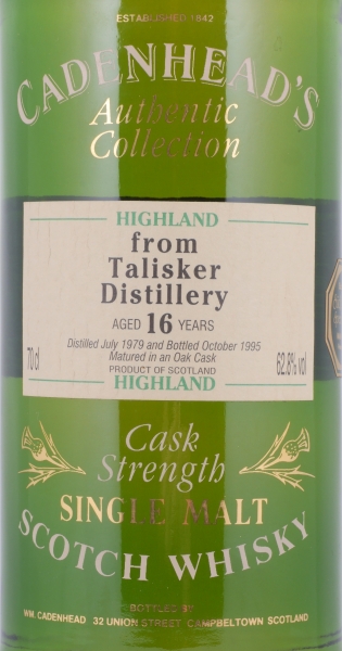 Talisker 1979 16 Years Oak Cask Cadenhead Isle of Skye Single Malt Scotch Whisky Cask Strength 62,8%