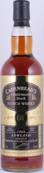 Dumbarton-Inverleven 1969 32 Years Sherry Hogshead Cadenheads Chairmans Stock Lowland Single Malt Scotch Whisky 51.2%