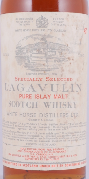 Lagavulin 1960s 12 Years Specially Selected Pure Islay Malt Scotch Whisky White Horse Distillers LTD. Screw Cap 43,0%