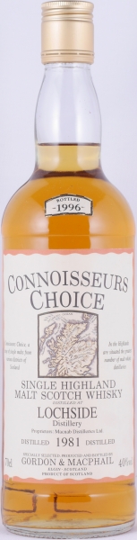 Lochside 1981 15 Years Gordon und MacPhail Connoisseurs Choice Highland Single Malt Scotch Whisky Gold Screw Cap 40.0%