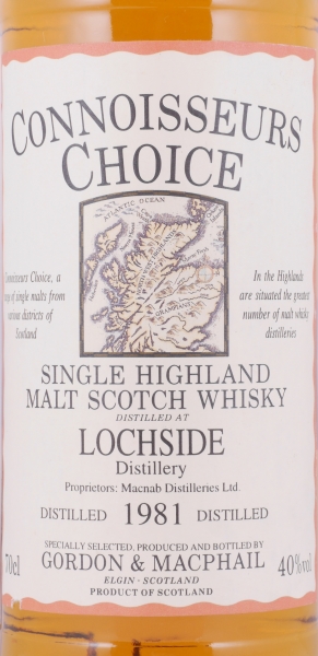 Lochside 1981 15 Years Gordon und MacPhail Connoisseurs Choice Highland Single Malt Scotch Whisky Gold Screw Cap 40.0%