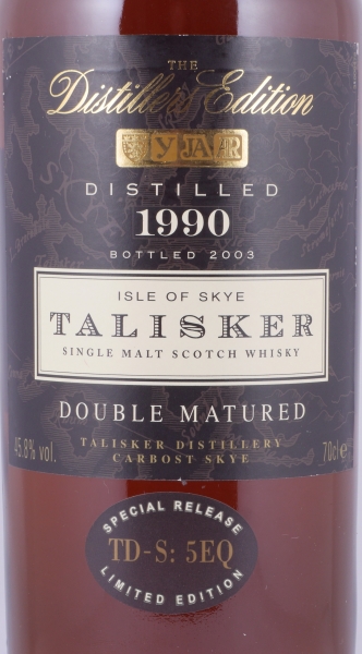 Talisker 1990 13 Years Distillers Edition 2003 Special Release TD-S: 5EQ Isle of Skye Single Malt Scotch Whisky 45,8%