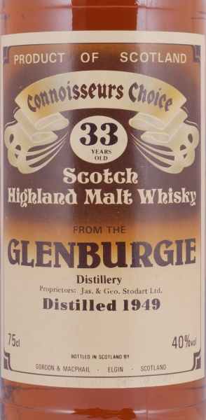 Glenburgie 1949 33 Years Gordon and MacPhail Connoisseurs Choice Brown Label Highland Single Malt Scotch Whisky 40.0%