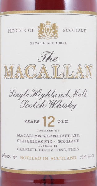 Macallan 12 Years Sherry Wood Highland Single Malt Scotch Whisky 43,0% bottled by Campbell, Hope und King