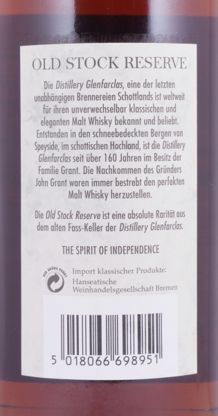 Glenfarclas 1969 34 Years Sherry Cask No. 2895 Old Stock Reserve Vintage Selection Highland Single Malt Scotch Whisky 40,7%