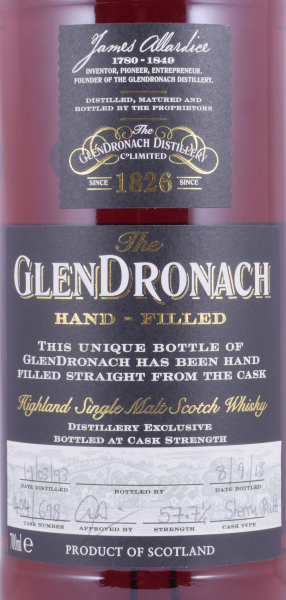 Glendronach 1993 25 Years Sherry Butt Cask No. 698 Distillery Managers Exklusive Hand-Filled Highland Single Malt Scotch Whisky 57,7%