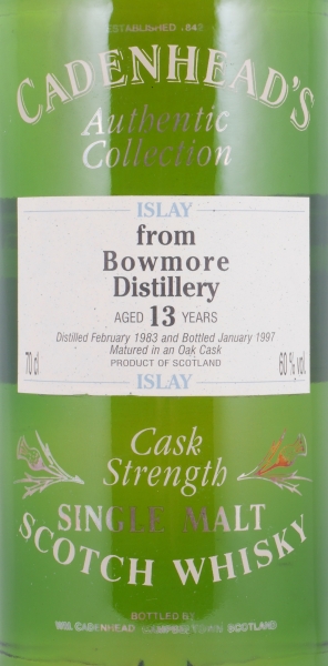 Bowmore 1983 13 Years Oak Cask Cadenheads Islay Single Malt Scotch Whisky Cask Strength 60.0%