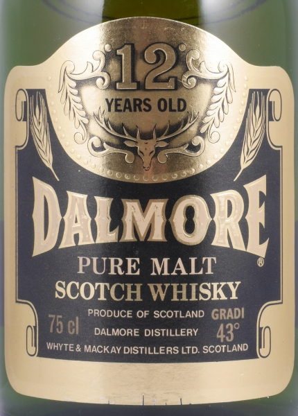 Dalmore 12 Years Pure Malt Highland Scotch Whisky Golden Label Green Glass 75cl Dumpy Bottle 43,0%