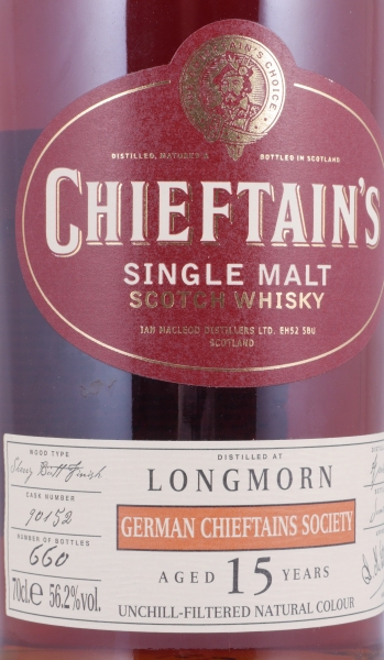 Longmorn 1994 15 Years Sherry Butt Finish Cask No. 90152 Ian McLeod Chieftains Speyside Single Malt Scotch Whisky 56,2%