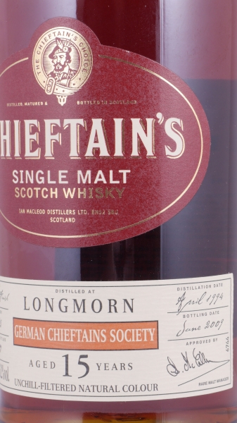 Longmorn 1994 15 Years Sherry Butt Finish Cask No. 90152 Ian McLeod Chieftains Speyside Single Malt Scotch Whisky 56,2%