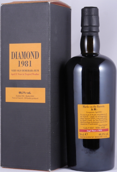 Velier Diamond 1981 31 Years Cask # 10537-10536-10539 Very Old Demerara Guyana Rum 60,1%