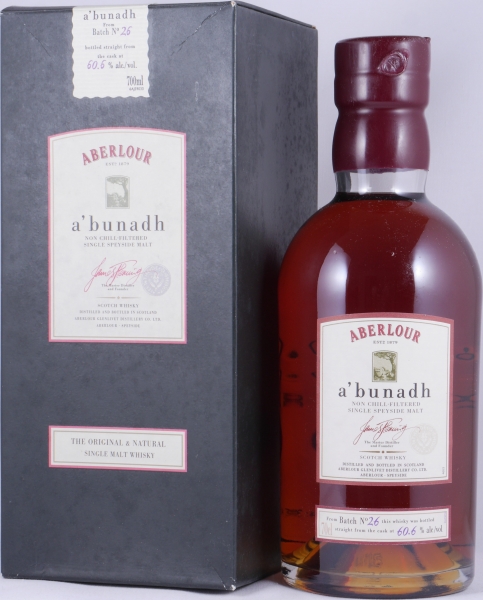 Aberlour A bunadh Batch No. 26 Oloroso Sherry Butts Speyside Single Malt Scotch Whisky Cask Strength 60.6%