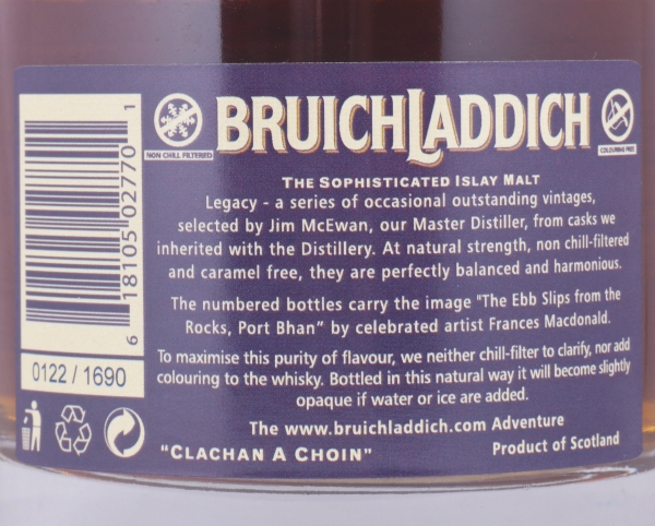 Bruichladdich Legacy Series Five 33 Years Islay Single Malt Scotch Whisky Cask Strength 40.9%