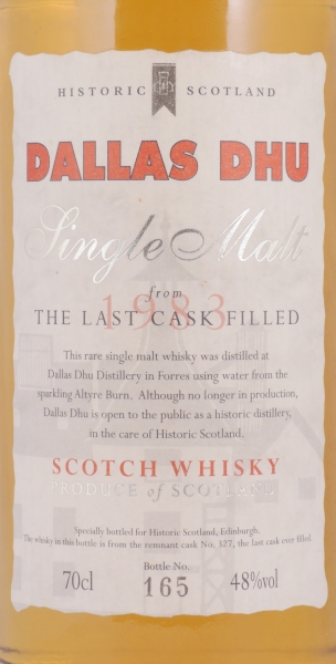 Dallas Dhu 1983 The Last Cask Filled Remnant Oak Cask No. 327 Historic Collection Speyside Single Malt Scotch Whisky 48,0%