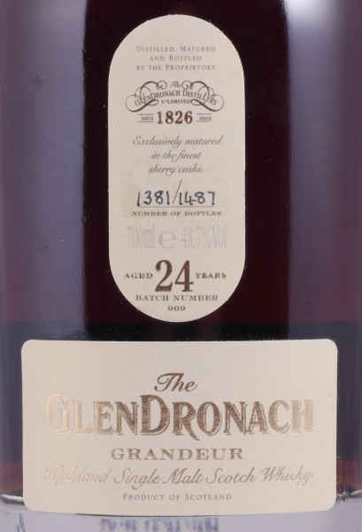 Glendronach 24 Years Grandeur Batch No. 009 Oloroso Sherry Casks Highland Single Malt Scotch Whisky 48,7%