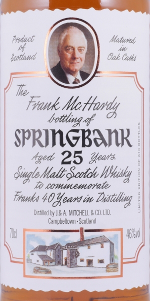 Springbank 1974 25 Years Oak Cask Frank McHardy 40 Years in Distilling Campbeltown Single Malt Scotch Whisky 46,0%