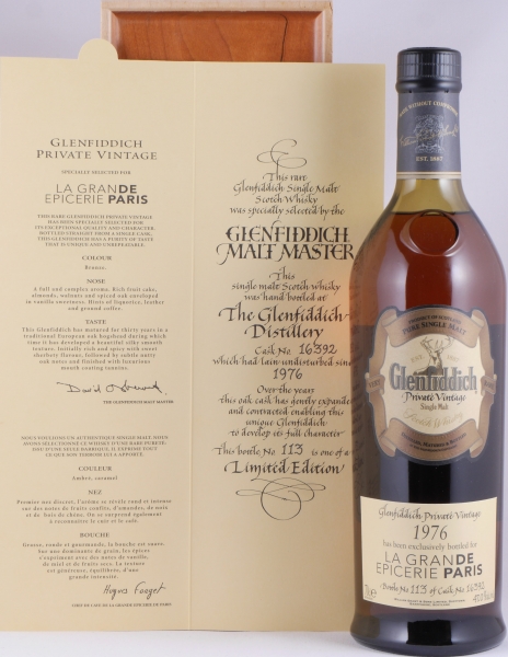 Glenfiddich 1976 30 Years Sherry Oak Cask No. 16392 La Grande Epicerie Paris Speyside Single Malt Scotch Whisky 47,0%