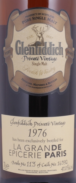 Glenfiddich 1976 30 Years Sherry Oak Cask No. 16392 La Grande Epicerie Paris Speyside Single Malt Scotch Whisky 47,0%