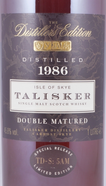 Talisker 1986 11 Years Distillers Edition 1997 1st Special Release TD-S:5AM Single Malt Scotch Whisky 45.8% 1.0L