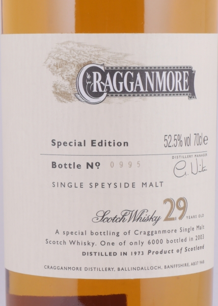 Cragganmore 1973 29 Years Oak Casks Special Edition 2003 Speyside Single Malt Scotch Whisky Cask Strength 52.5%